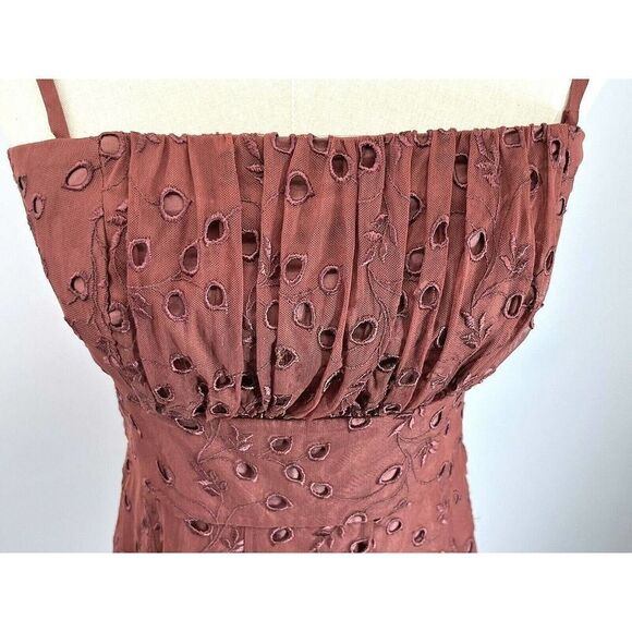Coast Romantic Eyelet Dress A-Line Size 6 Embroidery Tulle Spaghetti Strap - Picture 4 of 12
